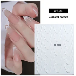 Gradient French Line Manicure Nail Art Stickers - Self-Adhesive Decals (11 White)
