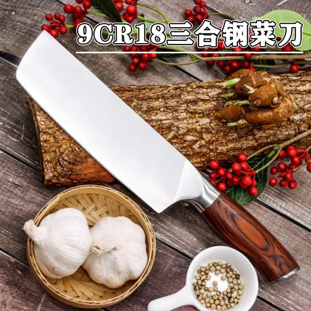 

Кухонные ножи Nakiri Razuo, острый шеф-нож 9Cr18mov, нарезка, немецкая нержавеющая сталь, деревянная ручка, кухонный нож
