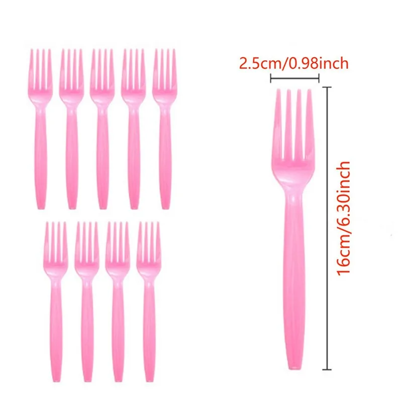 Description Picture 6 of item10pcs/Set green golden Pink Disposable Tableware Plastic Knife Fork Spoon Birthday Decor Kids Adults Wedding Party Supplies
