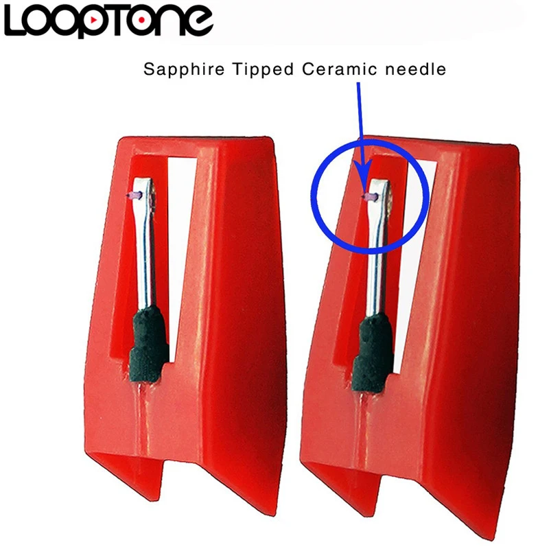 LoopTone Sapphire Tipped Ceramic Needle Stylus for Vinyl LP Record Player Turntable Players Gramophone Accessory 2PCS