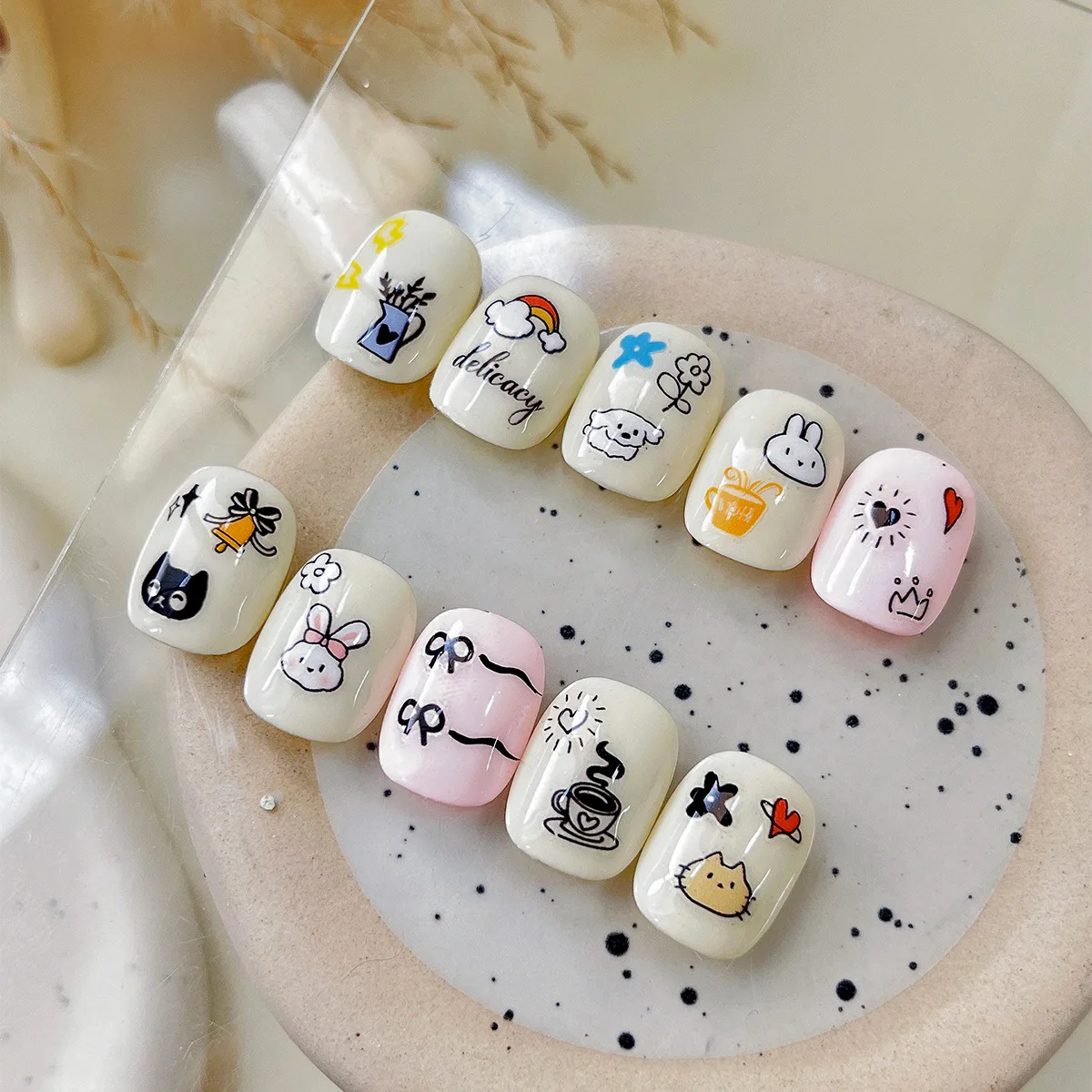 Dog Nail Stickers Kawaii Cartoon Self Adhesive Accessories