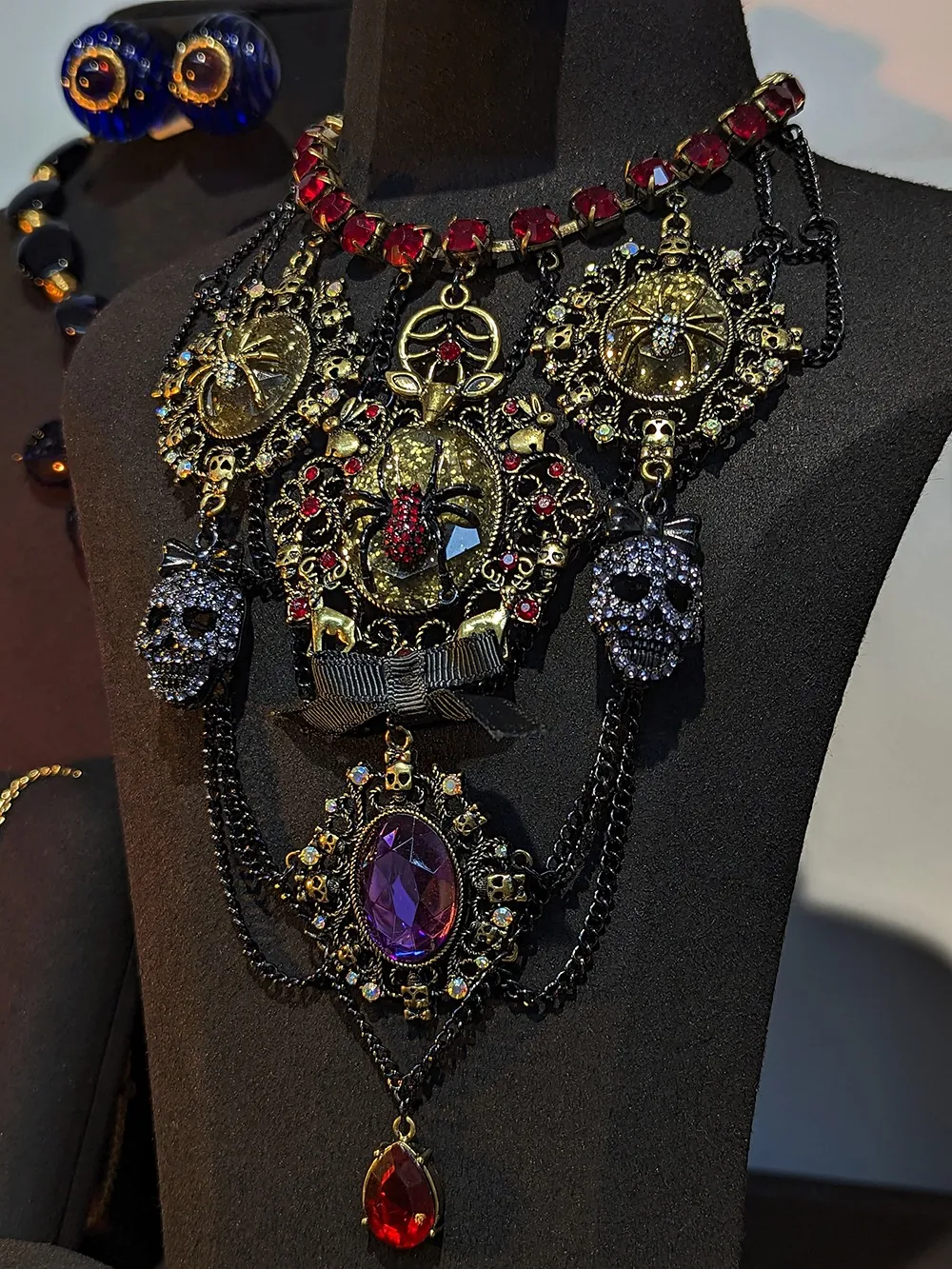 

Dark Gothic style dramatic vintage brass necklace