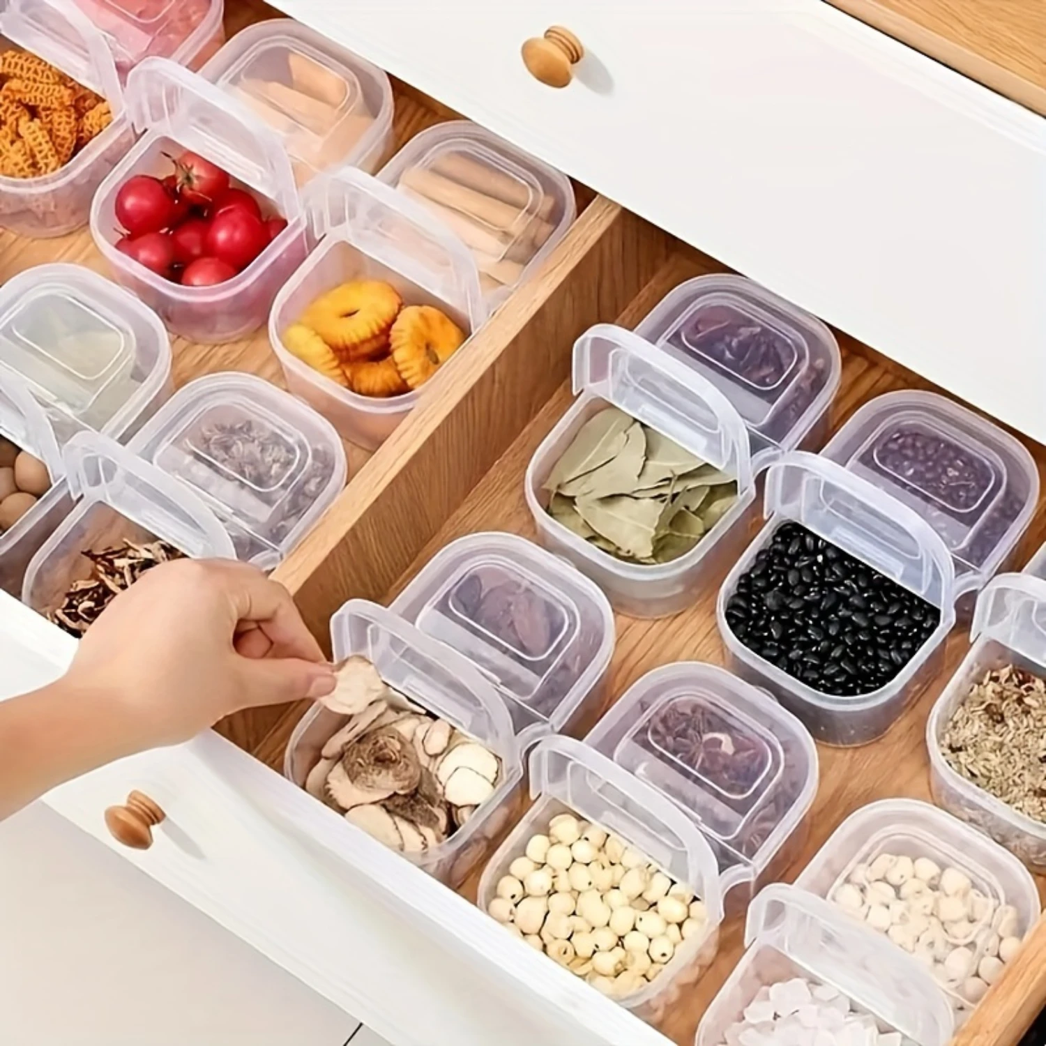 1pc Food Container, Multifunctional Leakproof Box, Portable 2 Grids Sealed Box For Spice, Snack, Fruit