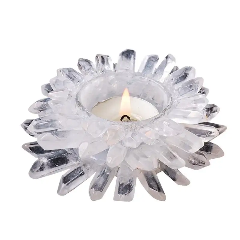 

Crystal Candle Holder Handcrafted Statue Collectible Figurine Table Decor Natural Tea Light Holder Home Desktop Decoration