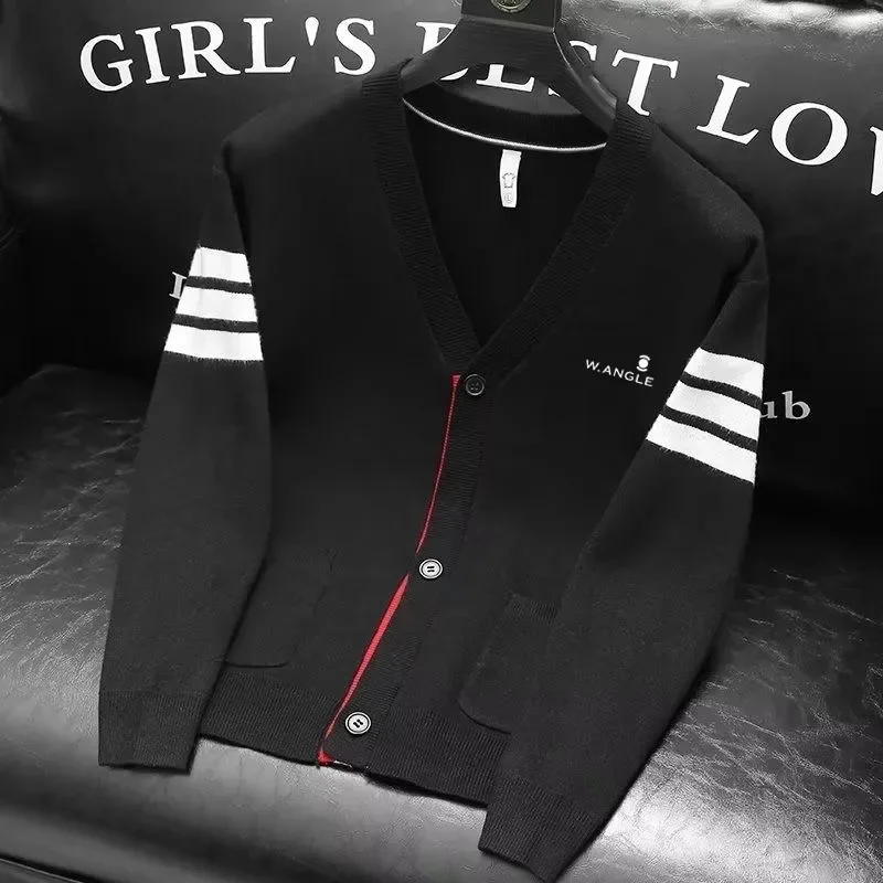 Luxury Golf Clothing Men V Collar Knit Cardigan Men's Golf Wear Autumn New Sweater Korean Windbreaker Casual Coat
