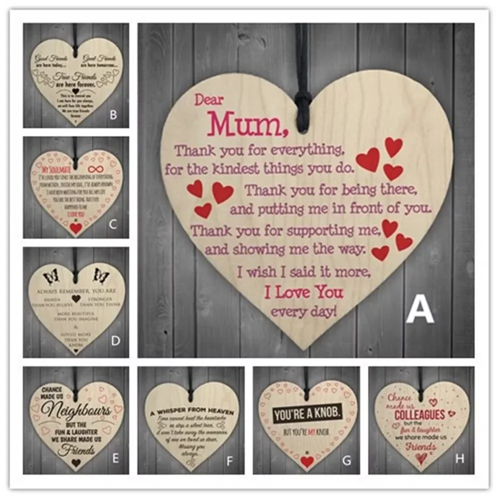 

Heart-shaped Wood Crafts Novelty Special Use Christmas Home DIY Tree Decorations Friendship Small Pendant Accessories