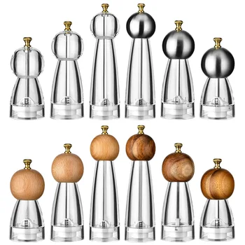 8 inch Acrylic Manual Pepper Grinder Salt Spice Grinder Seasoning Cruet Adjustable Herb Pepper Spice Grinding Home Kitchen Tool