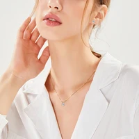 IOGOU réel 925 argent Moissanite ensemble de bijoux plaqué or 0.5-2ct boucles d'oreilles Solitaire pendentif collier ensemble pour femmes hommes cadeau 2