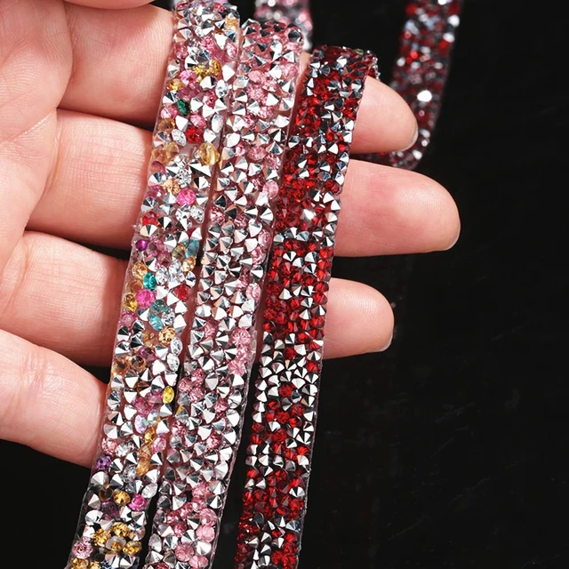 1 Yard Hot Fix Rhinestone Applique Strass Crystal Ribbon With