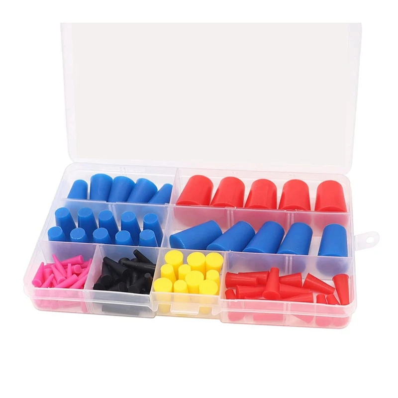 

105 PCS Silicone Rubber Tapered Plug Assortment Kits As Shown Silica Gel For Masking Off Holes During Powder Coating