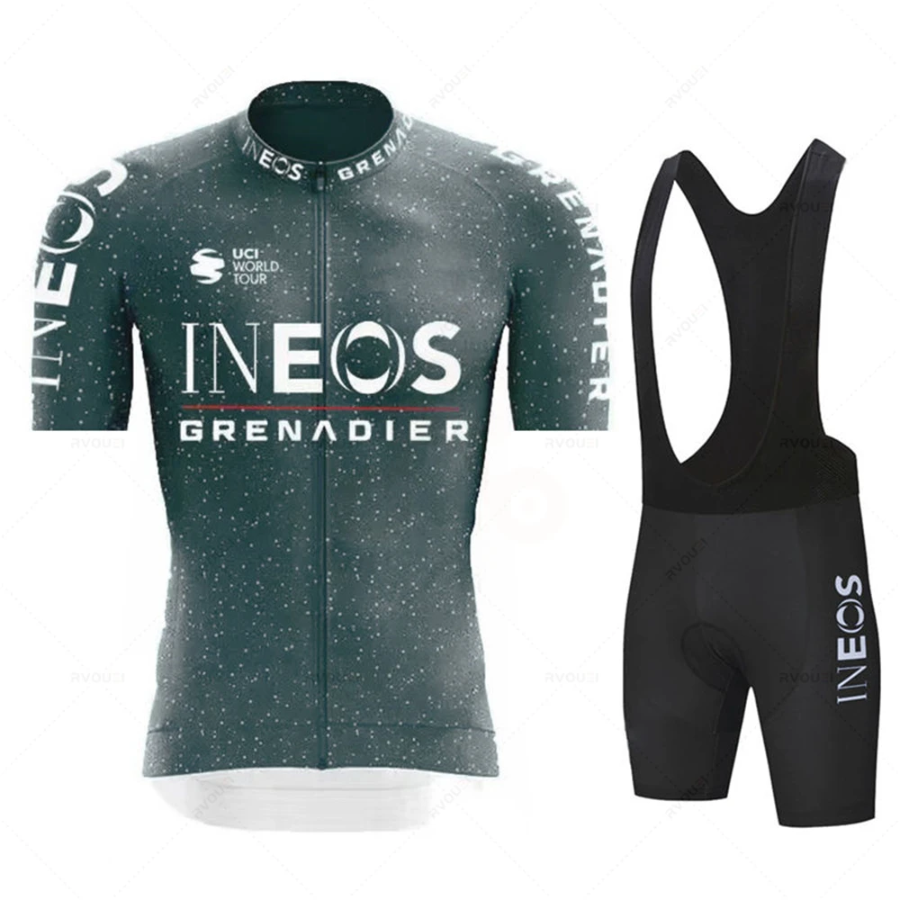 Cycling Jersey Set INEOS-Team Cycling Jersey Set for Men Short Sleeve MTB Race Cycling Clothing Outdoor Riding