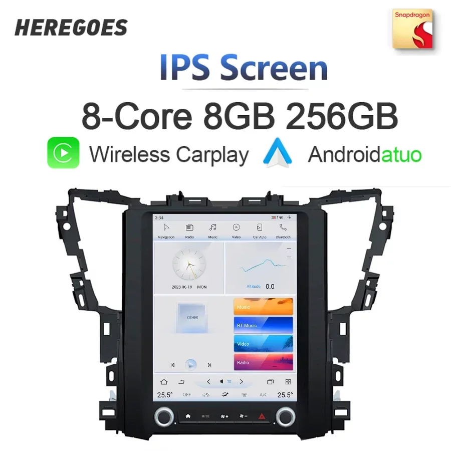 

Tesla Style Qualcomm Auto Android Car Radio GPS Player Carplay 8G+256G 4G SIM DSP Wifi Bluetooth For Toyota Alphard 2015-2020