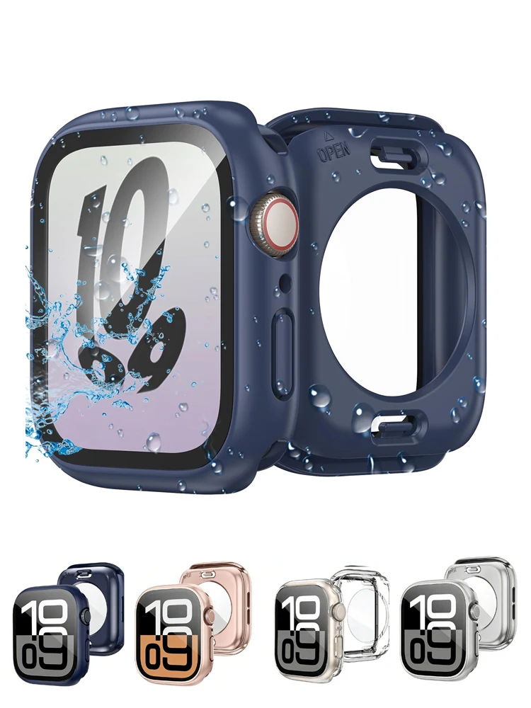 Ultimate 3-in-1 Waterproof Apple Watch Case with 360° Protection and Tempered Glass Cover