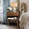 Hidden Compartment Nightstands, Mid Century Modern Concealment Furniture, Bedside Table with Wood Legs, End Table 2