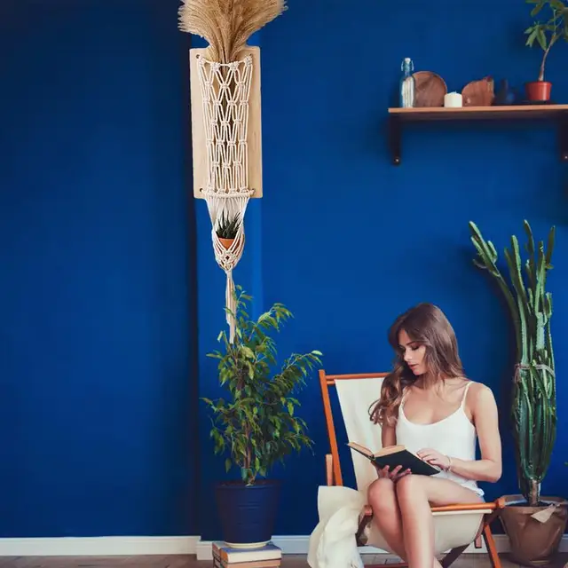 Boho Flowers Fali Függők Gobelin Virág Kosár Növényi Fogas Északi Stílusú Bohém Otthoni Dekoráció Rusztikus Virágtárolás - Image 5