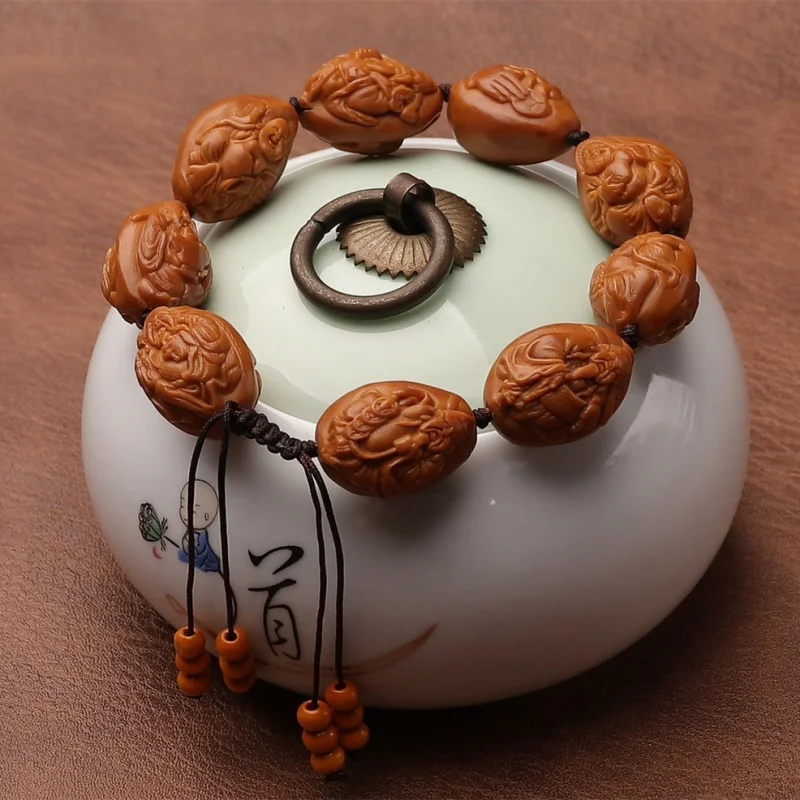 

Рельефный браслет с изображением оливкового ореха, рельефный браслет с изображением бога богатства, ручная резьба по камню, Будда Майтрея