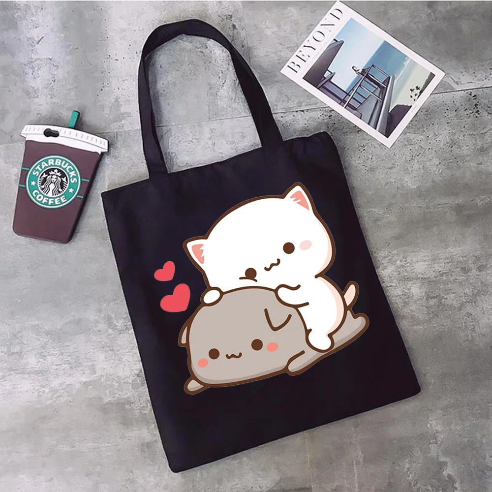 Peach Goma Mochi Cat bag tote bolsas de tela recycle bag bolsa bag bolsas ecologicas fabric foldable - AliExpress