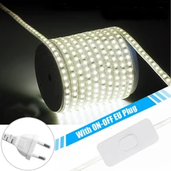 Sleek Waterproof LED Strip Light - Ultra - Thin, Self - Adhesive, Flexible Lighting Ribbon, Cool & Warm White Options (AC220V EU Plug)