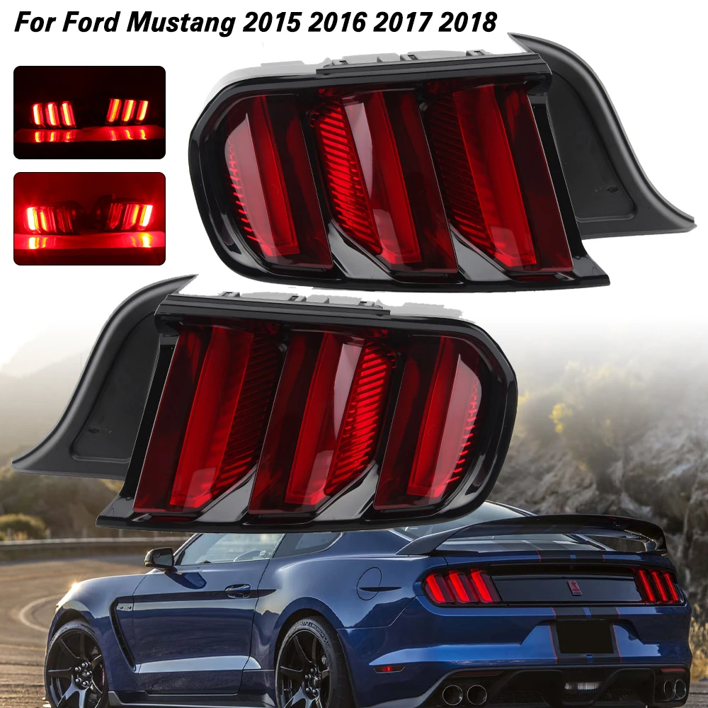 LED Rear Tail Light for Ford Mustang 2015 2016 2017 2018 US Version Driving  Brake Warning Lamp Waterproof Car Assembly Taillight