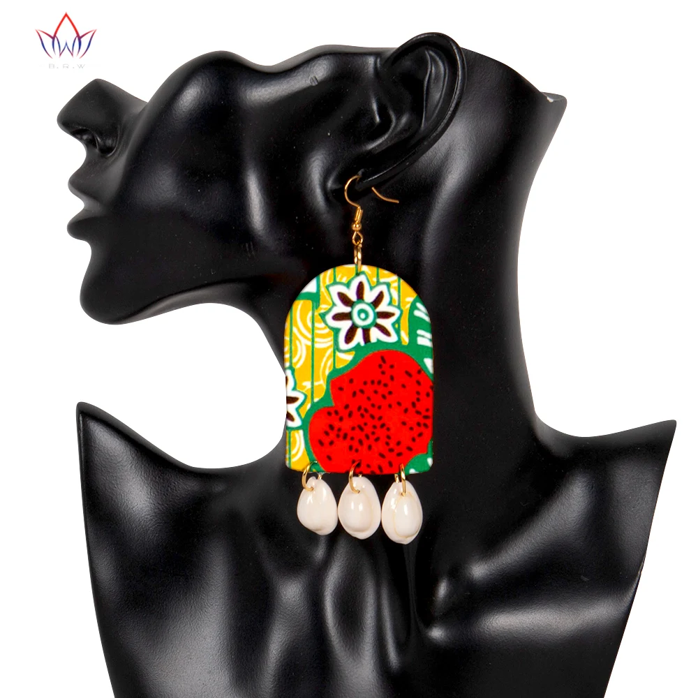 2023 New African Women's Shell Earrings Popular Handmade Ethnic vintage Jewelry Eardrop Using African Printed Fabric WYB784