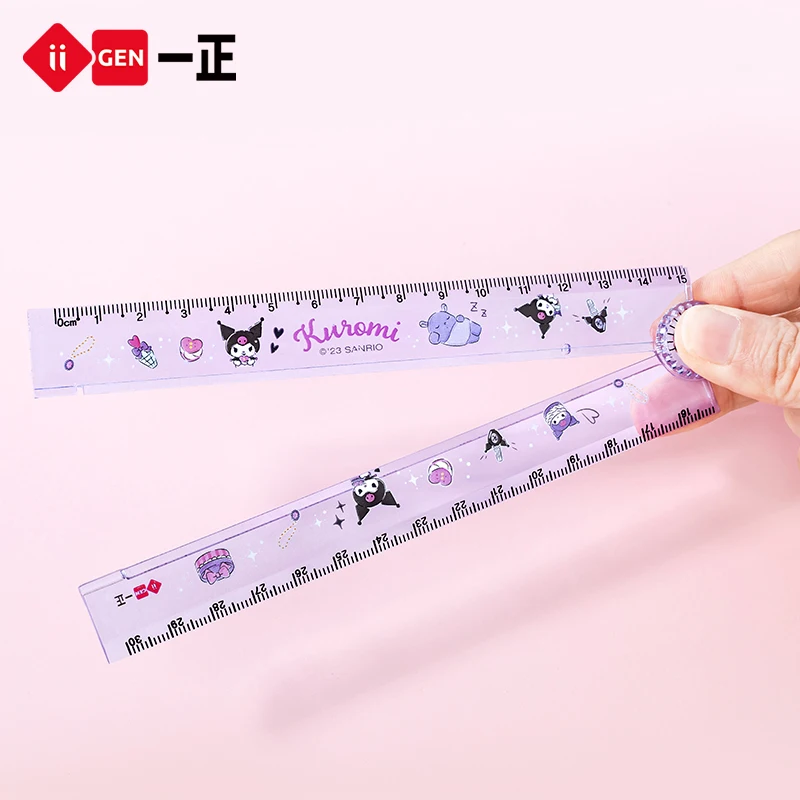 1pcs Sanrio Kuromi Image Rotating Folding Ruler 30cm Cartoon Children's Primary School Student Multi functional Ruler Stationery folding ruler