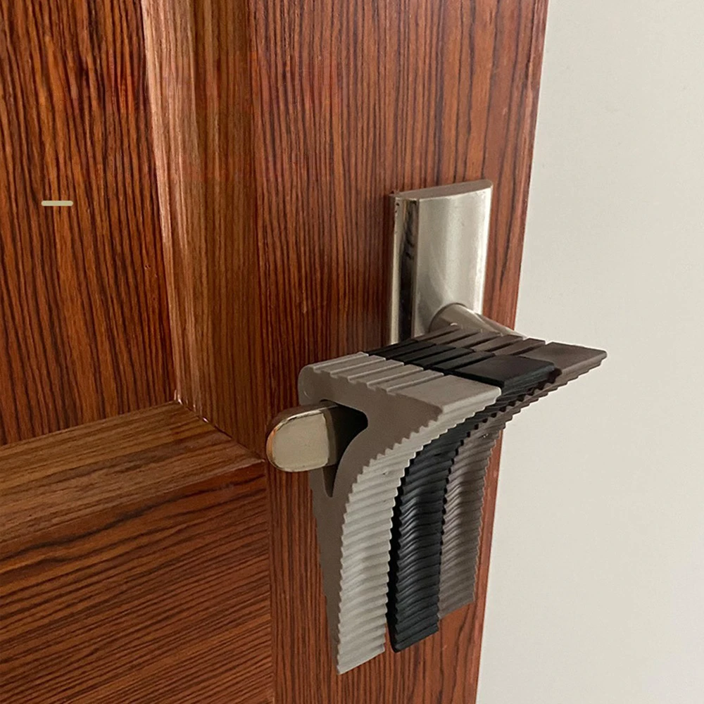 Rubber Door Stopper Reusable Shock Absorbent Block Wedge Doorstops Door Handle Stopper Anti-collision