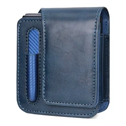 Faux Leather Mobile Phone Pouch with Pen Holder, Magnetic Closure, and Belt Clip (Blue)