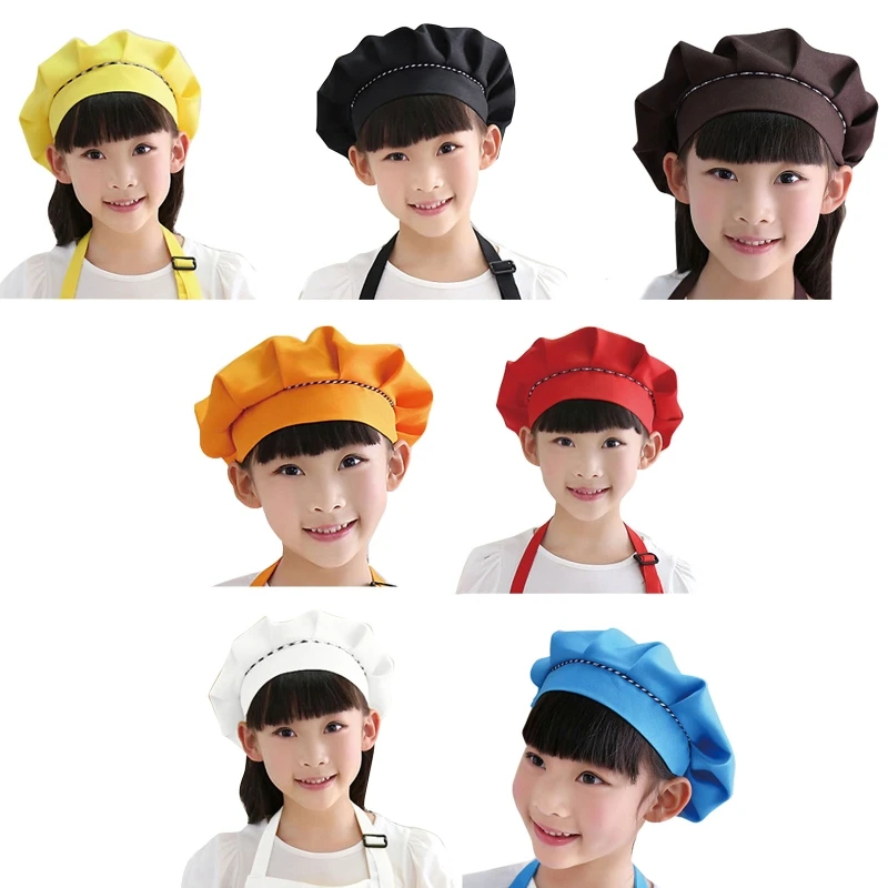 

Niche Casual Basin Hat Fashion Children Chef Hat Adjustable Elastic Bucket Hat All-match for Cooking Baking Accessories Dropship