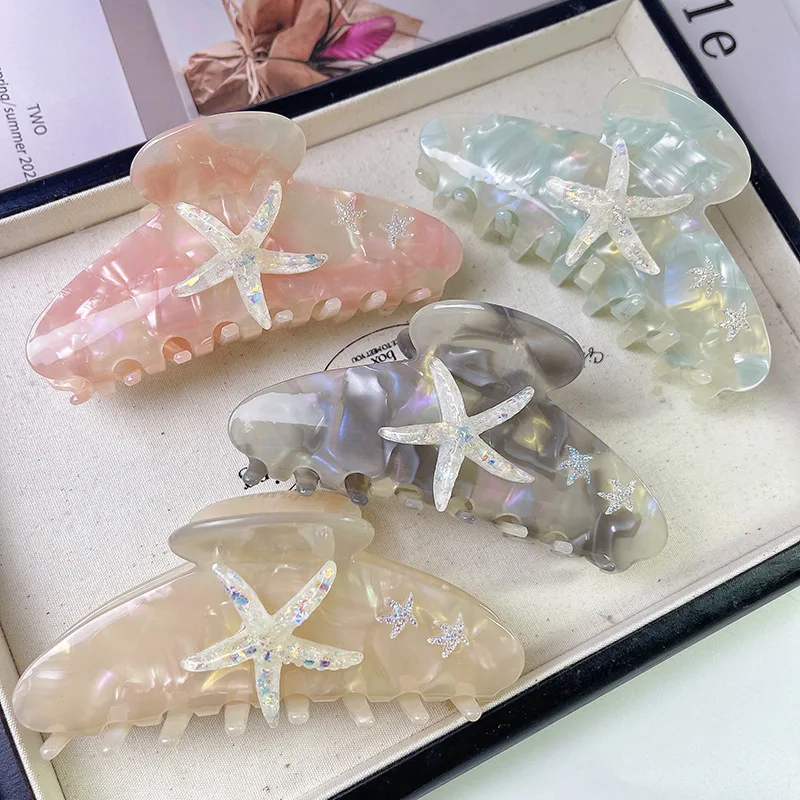 

Muweordy Starfish Hair Claw for Women Rhinestone Acetate Claw Clip Vacation Jewelry Hair Clip Trendy Claw Clips Hair Accessories