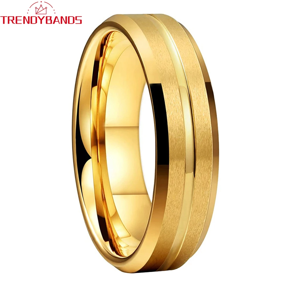 6mm 8mm Tungsten Ring for Men Women Engagement Wedding Band Beveled Edges Matte Finish Comfort Fit