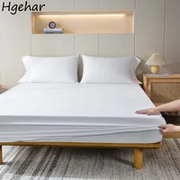 White Bed Sheets Household Hotel Elastic Non-slip Dust-proof Protective Bedding Luxury Fashion Modern Breathable Soft King Queen 1