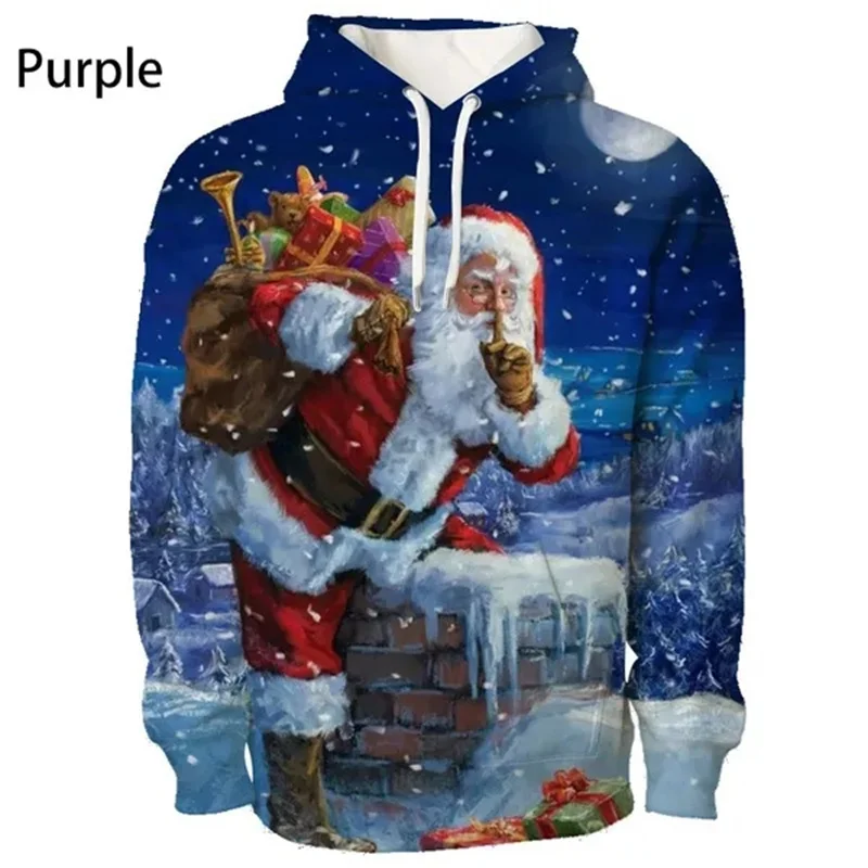 

Merry Christmas Graphic Pullover Hoodies 3D Santa Claus Reindeer Print Hooded Hoody For Men Women Kids Fashion Sweatshirts Tops