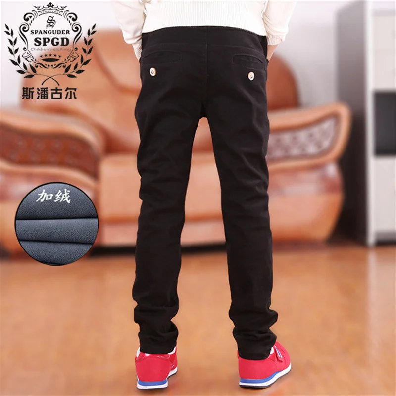 

Boys Winter Plus Velvet 3-18T Pants 2023 New 100% Cotton Casual Solid Comfortable Warm Trousers 7 Colors High Quality