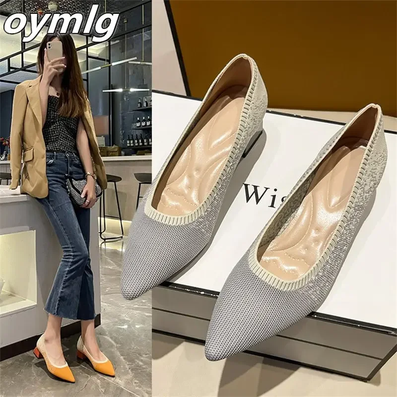 2024 autumn new princess shoes shallow mouth comfortable all-match flat bottom soft bottom knitted weave breathable gypsophila