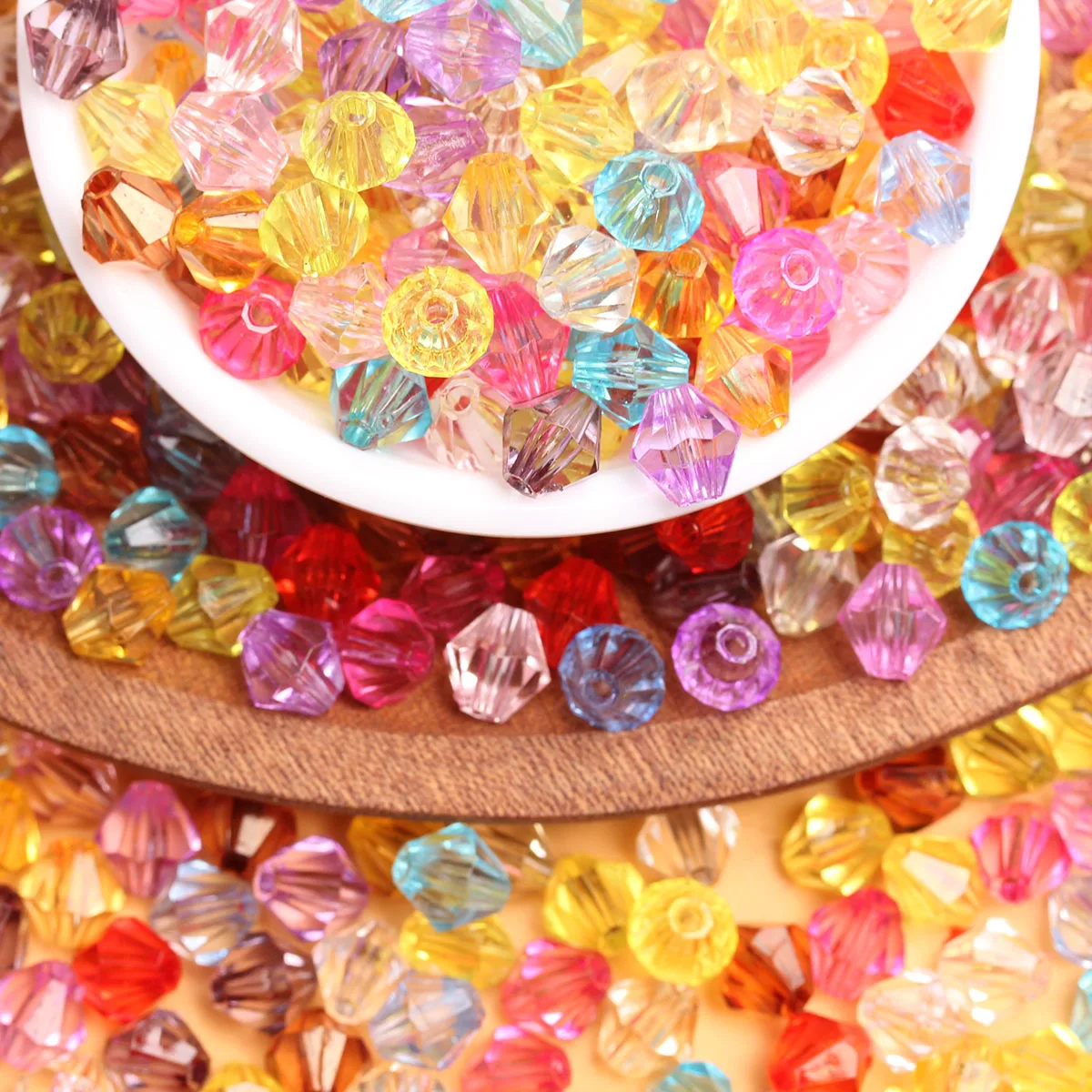 500g/bag 4mm/5mm/6mm/8mm Acrylic Loose Pointed Cutting Surface Beads Transparent Necklace Bracelet Pendant For Jewelry Making