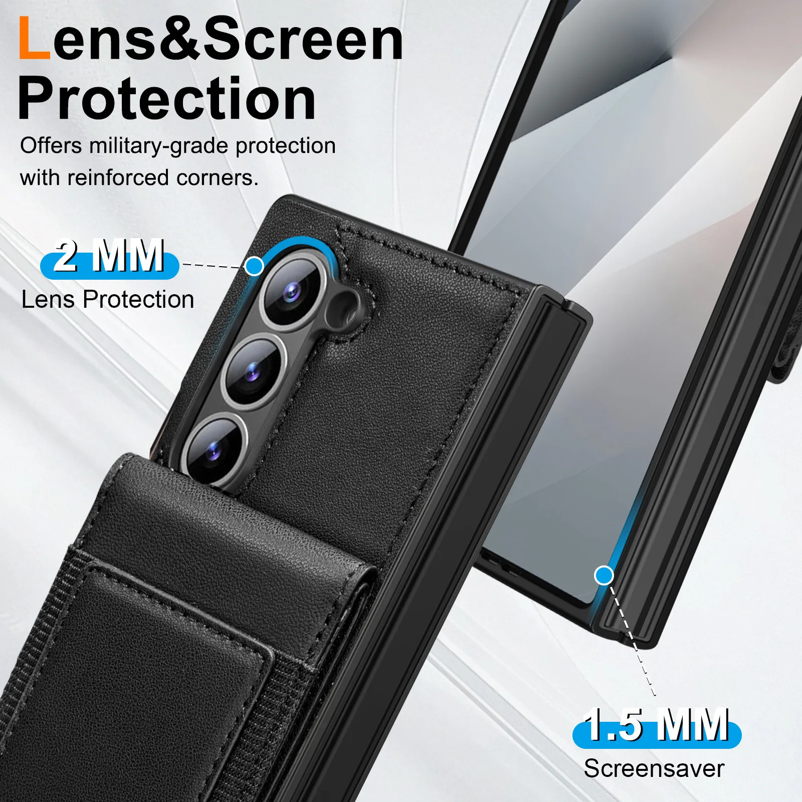 Luxurious Leather Foldable Phone Case with Screen Protector and Kickstand, Enhanced Drop Protection