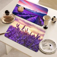 Lavender Flower Kitchen Absorbent Pad Dry Draining Mat Sink Washstand Coffee Machine Pads Table Placemat Faucet Anti Splash 1