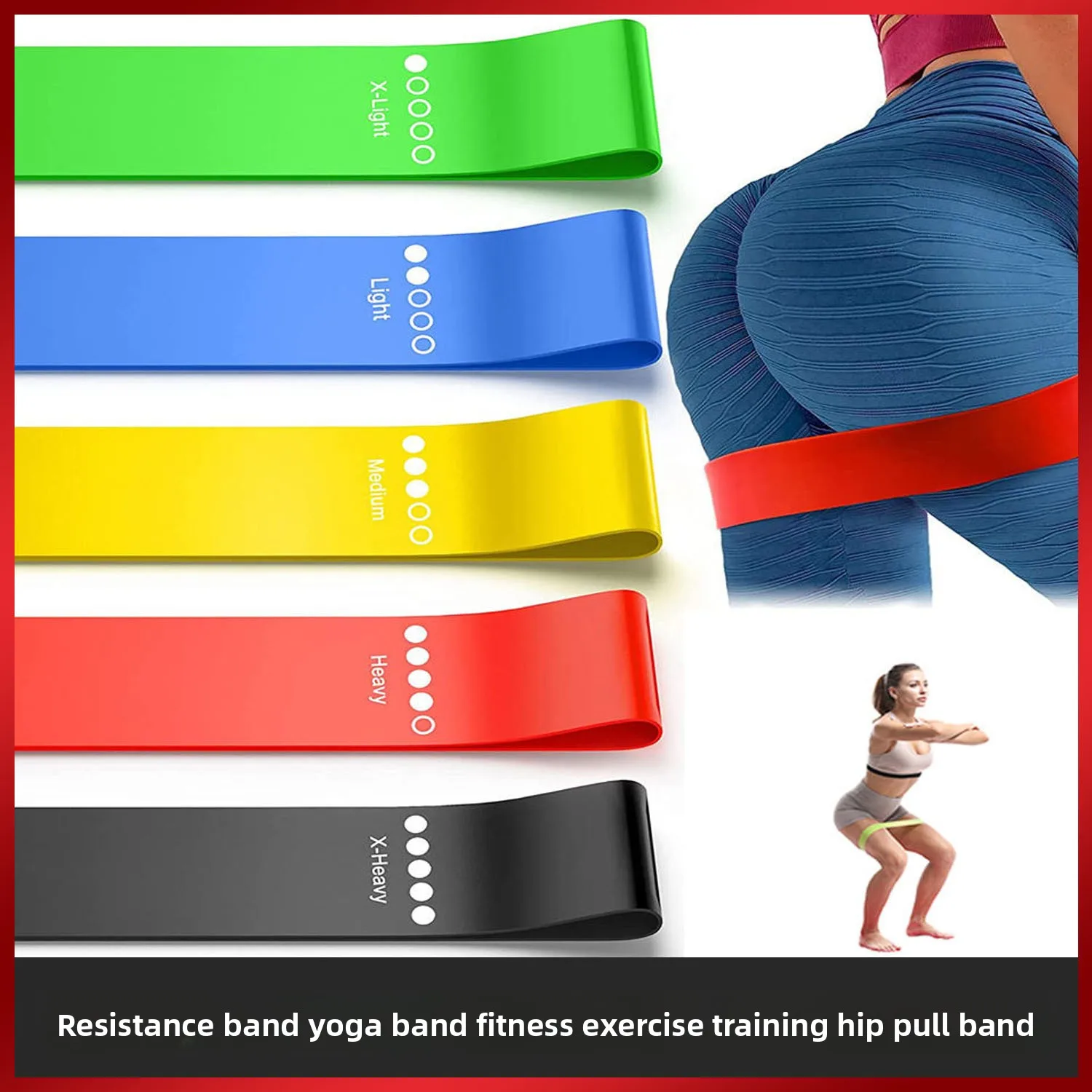 5-Piece Resistance Band Set for Fitness & Exercise - Yoga, Leg Toning, and Stretching Bands