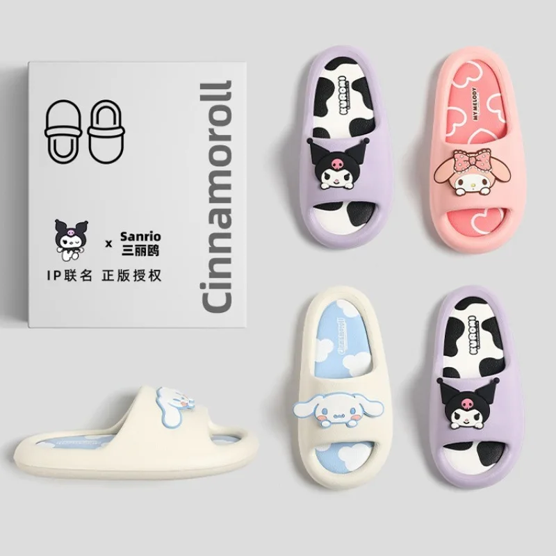 

Sanrio My Melody Summer Slippers Cute Kuromi Cinnamoroll Summer Non-slip Home Bathroom Sandals Parent-child Outdoor Beach Shoes