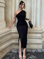 Summer Black New Dress Women Fashion Sexy Split Sleeveless Backless Slim Maxi Dress Female Casual Club Elegant Lady Party Dress 1