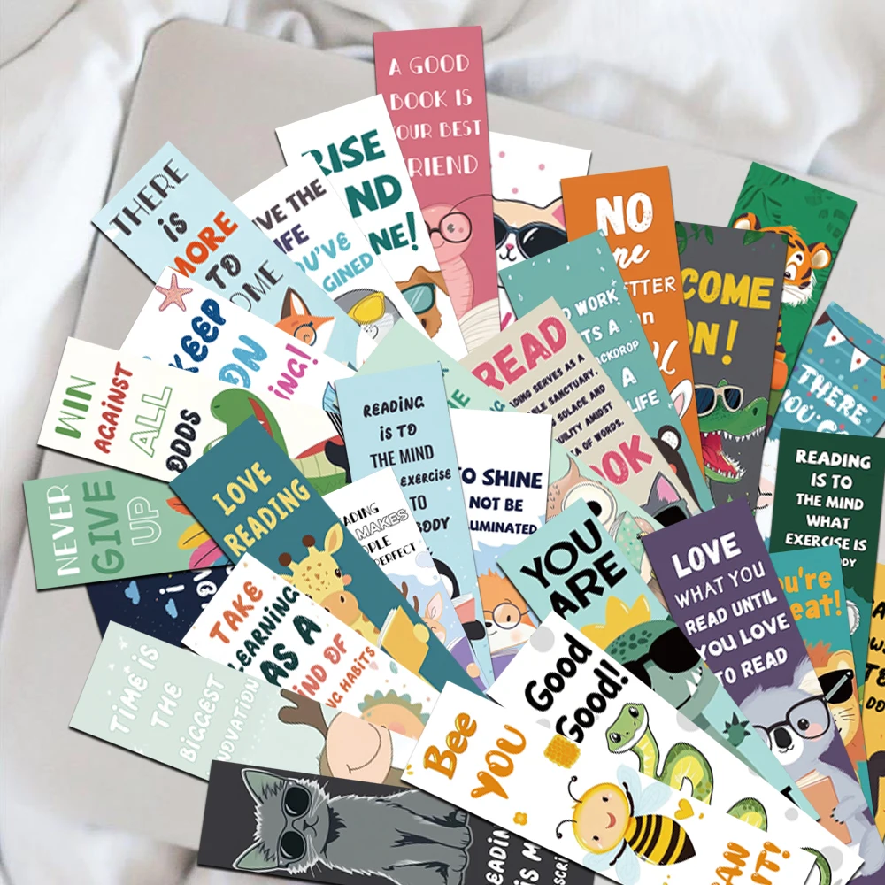 Creative Animal Reading Cute Cartoon Bookmark 30PCS Interior Wall Decoration DIY Background Cardboard Message animal bookmark bookmarks stationery supplies