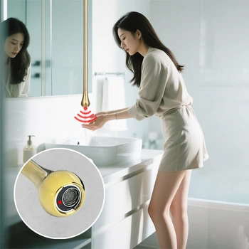 Rubinetto per lavabo sospeso a goccia a induzione in oro di lusso Miscelatore caldo e freddo Rubinetto per bagno a parete a soffitto Rubinetto per lavabo con sensore tattile 1