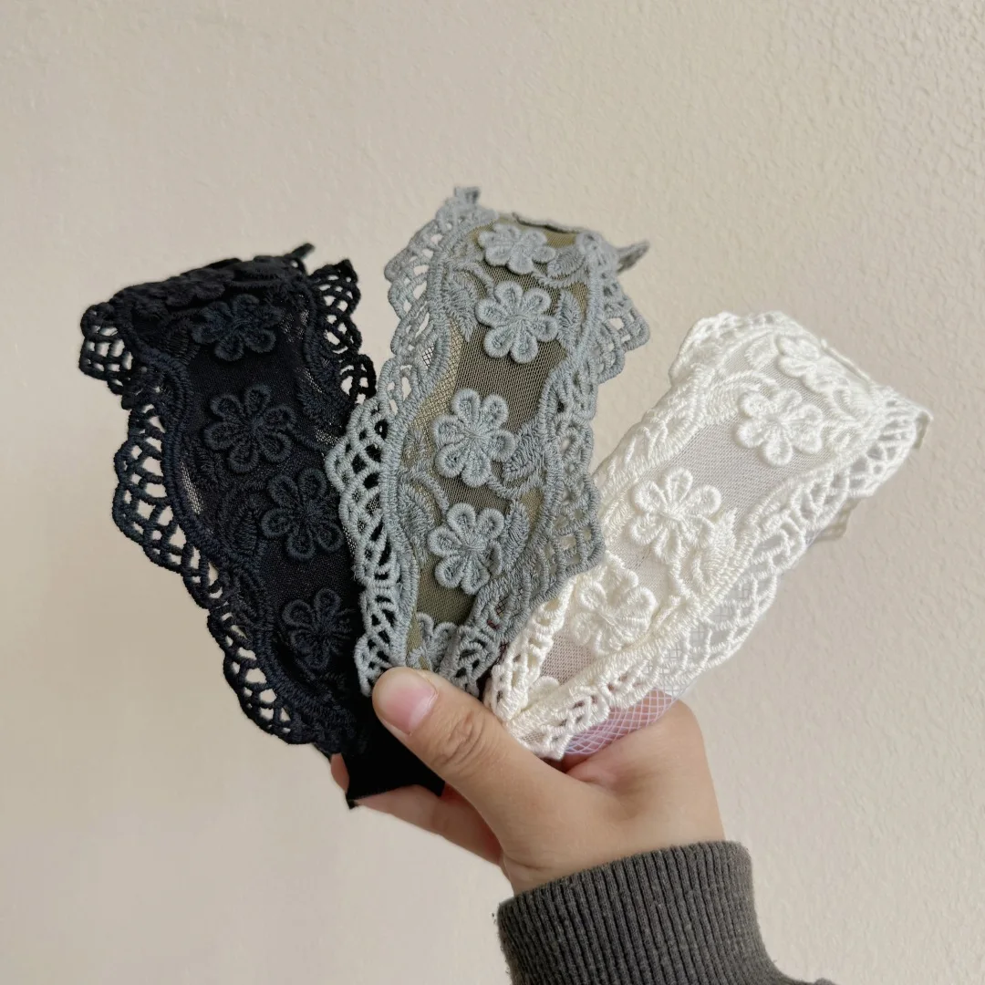1/6 Stück Damen-Haarreifen, Spitze, Netzstoff, breiter Rand, süß, süß, Kawaii, sanft, elegant, einfach, modisch, vielseitig, Haarschmuck – Detail 11