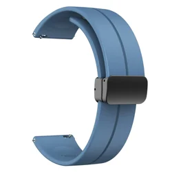 Magnetic Silicone Sport Buckle Strap - 20mm/22mm - 20mm (Denim blue)