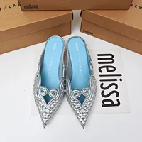 Femmes sandales 2025 printemps Melissa femme Slingback chaussures mode dames talons hauts élégant Med talon bout pointu sans lacet sandale 6