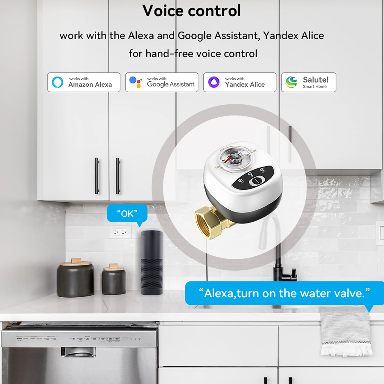 Watervalve Automatic Switch Intelligent Ballvalve IP65 Waterproof Rating Wireless Remote APP Control Compatible Alexa Google