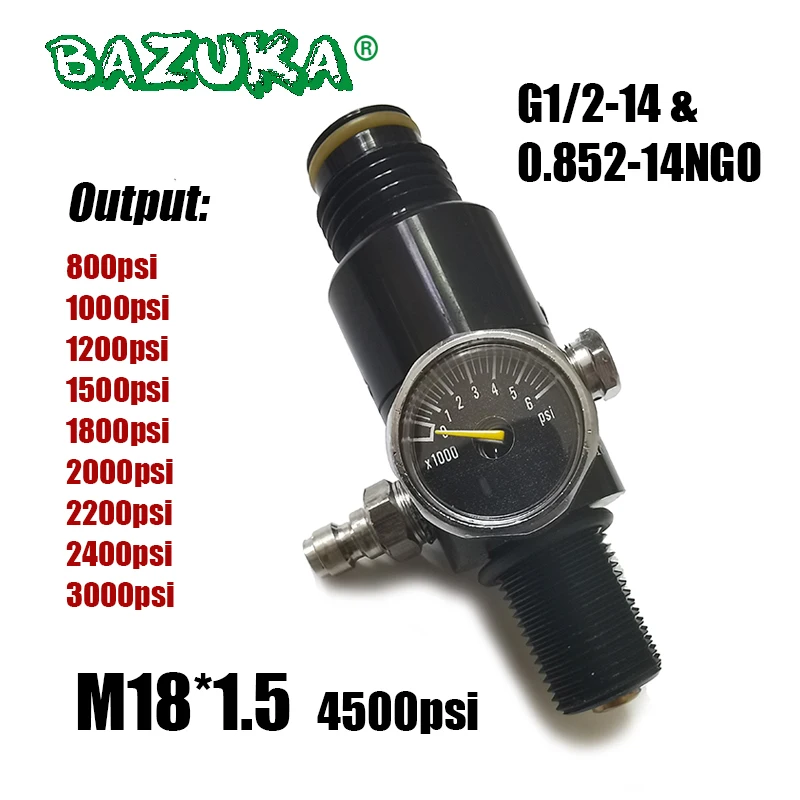 New M18*1.5 Air HPA 4500psi Compressed Air CO2 Tank Regulator Valve Output Pressure 800psi to 3000psi Diving Cylinder Bottle pneumatic components seated cylinder compressed air positioning cylinder mal series miniature stroke 30mm