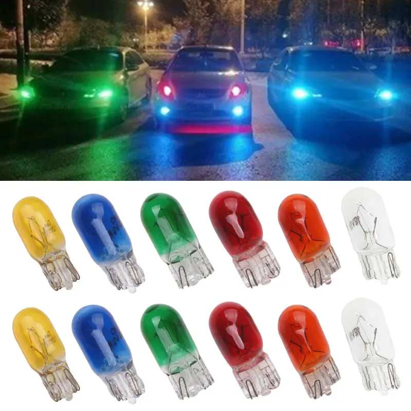 10pcs yellow Color car T10 W5W halogen bulbs 194 158 Side Wedges 12v 5w Xexon Lamp Instrument Light Reading Light Clearance Lamp