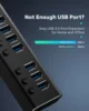 RSHTECH USB Hub 5Gbps 7 Ports USB3.0 Data Hub Splitter 12V/2A Power Adapter Individual On/Off Switches USB Port Expander 3
