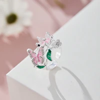 Flower Butterfly Adjustable Rhinestone Ring for Women - Image 4
